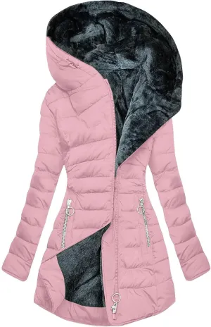 Womens Winter Coats Fleece Lined Thicken Puffer Jackets with Hood Zipper Long Warm Overcoat 2024 Trendy Down Jacket
