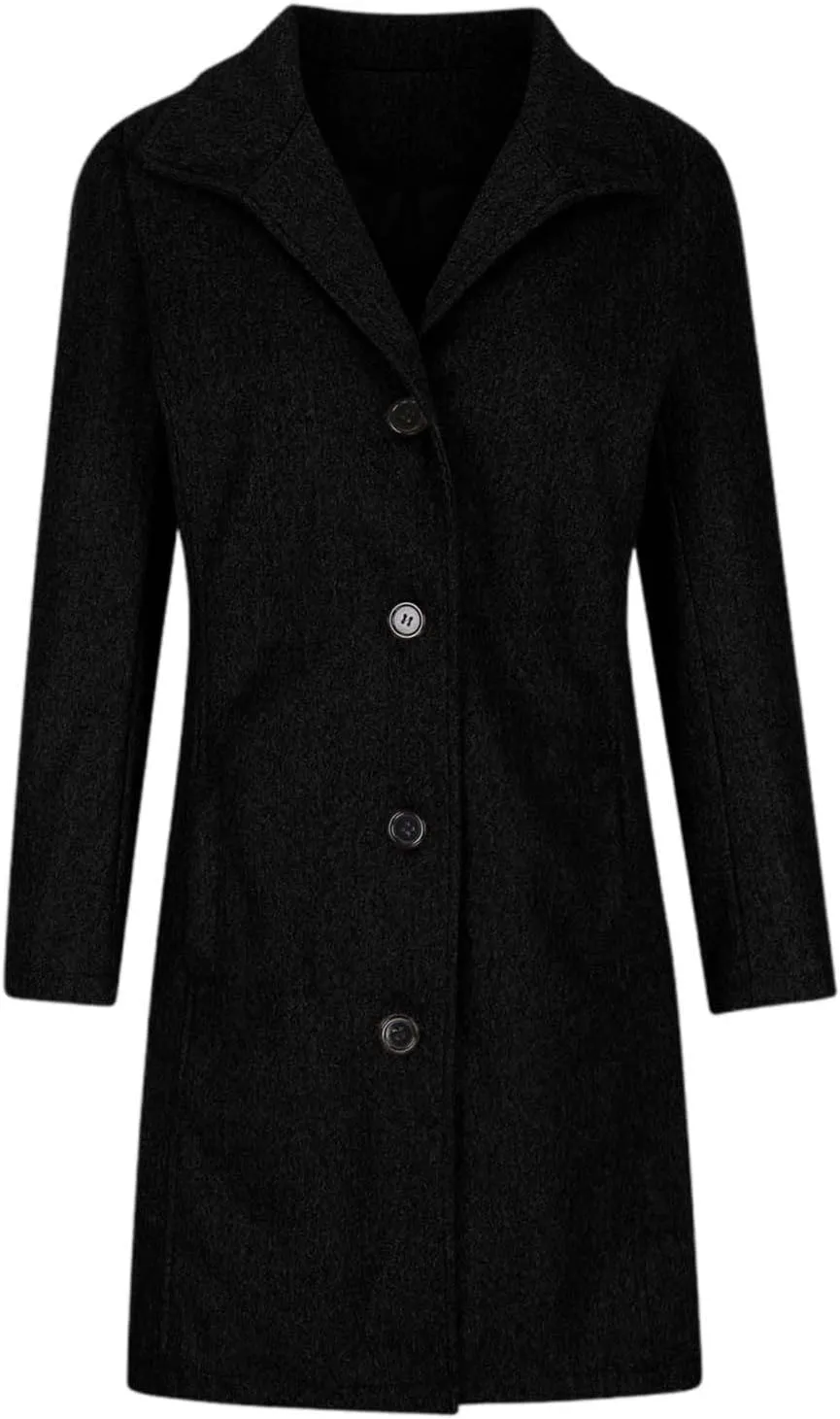 Women's Winter Double Breasted Wool Coat Long Sleeve Notch Lapel Long Trench Coat Retro Casual Jacket Outwear