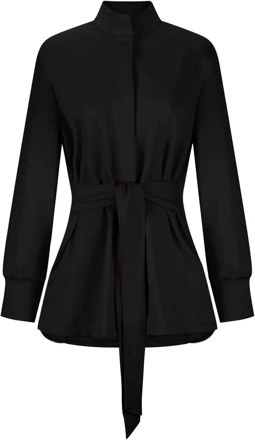 Womens Winter Trench Coat Open Front Wool Blend Pea Coats Casual Notched Lapel Classic Fitted Mid Long Jacket Outwear
