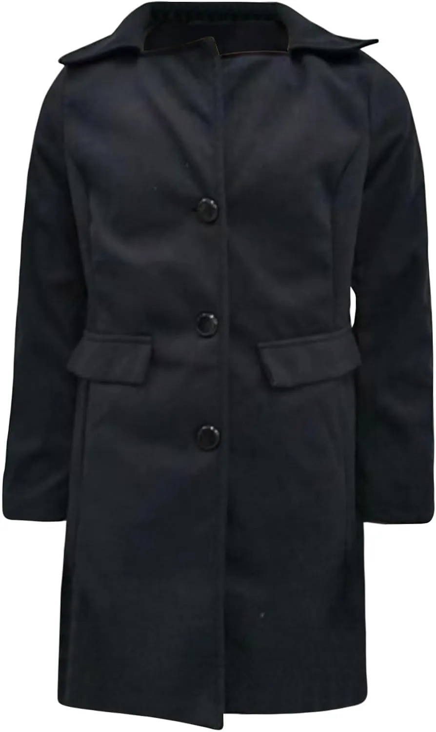 Womens Winter Wool Coats Mid Long Oversized Over Coats Notched Lapel Collar Singe Breasted Trench Coat Jackets