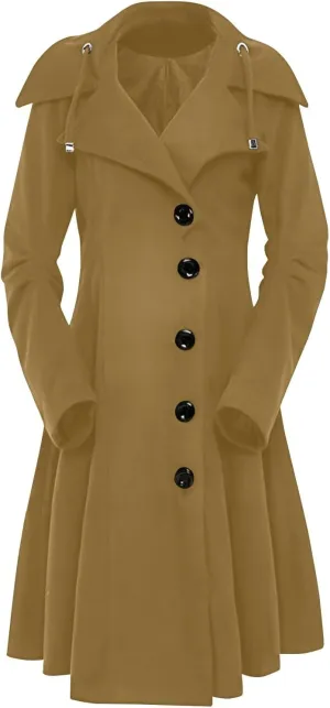Women's Wool & Pea Coats Breasted Pea Coat for Women 2024 Trench Long Parkas