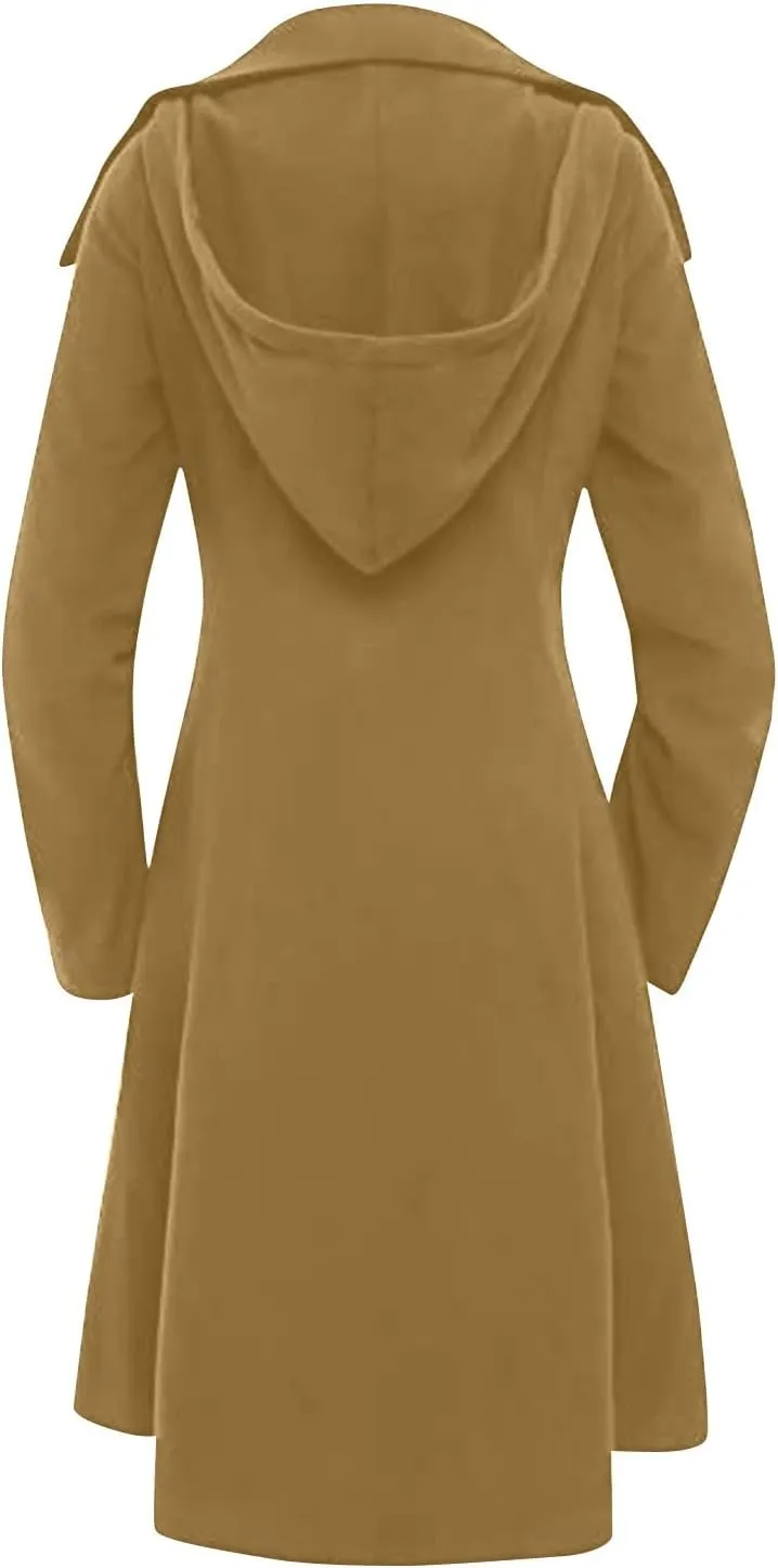 Women's Wool & Pea Coats Breasted Pea Coat for Women 2024 Trench Long Parkas