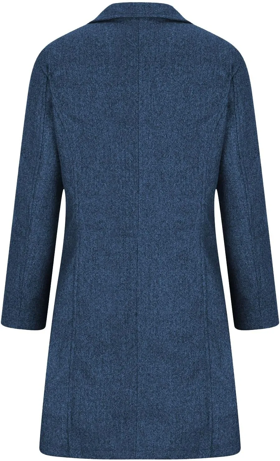 Women's Wool Blend Trench Coat Casual Single Breasted Pea Coat Thicken Stand Collar Mid Long Overcoat with Pocket
