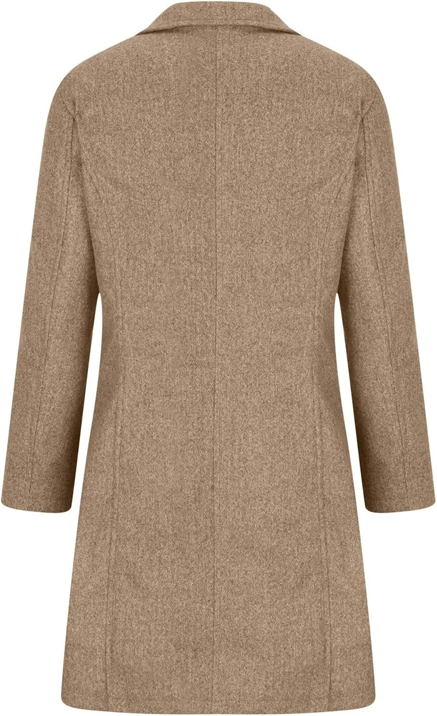 Women's Wool Blend Trench Coat Casual Single Breasted Pea Coat Thicken Stand Collar Mid Long Overcoat with Pocket