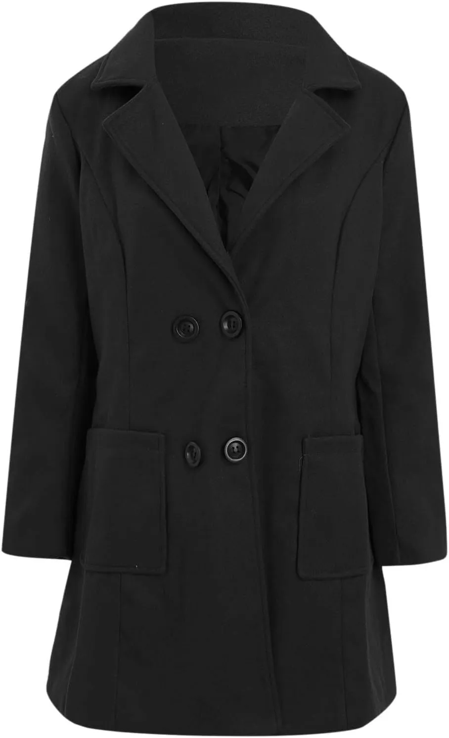 Wool Coats for Women Winter Oversize Lapel Collar Peacoats Double Breasted Long Sleeve Warm Trench Coat With Pockets