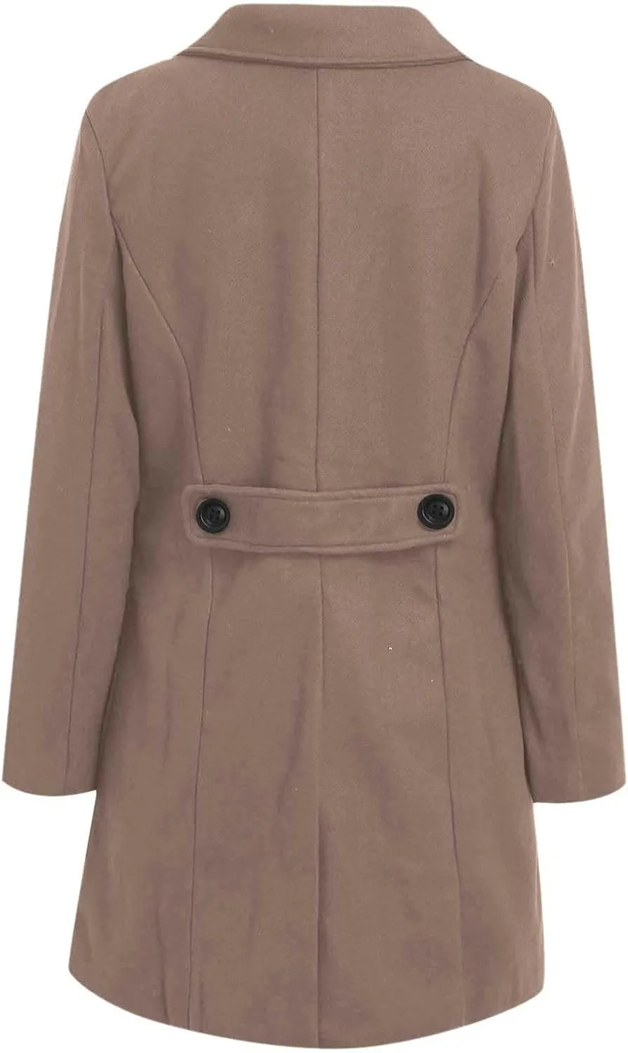 Wool Coats for Women Winter Oversize Lapel Collar Peacoats Double Breasted Long Sleeve Warm Trench Coat With Pockets