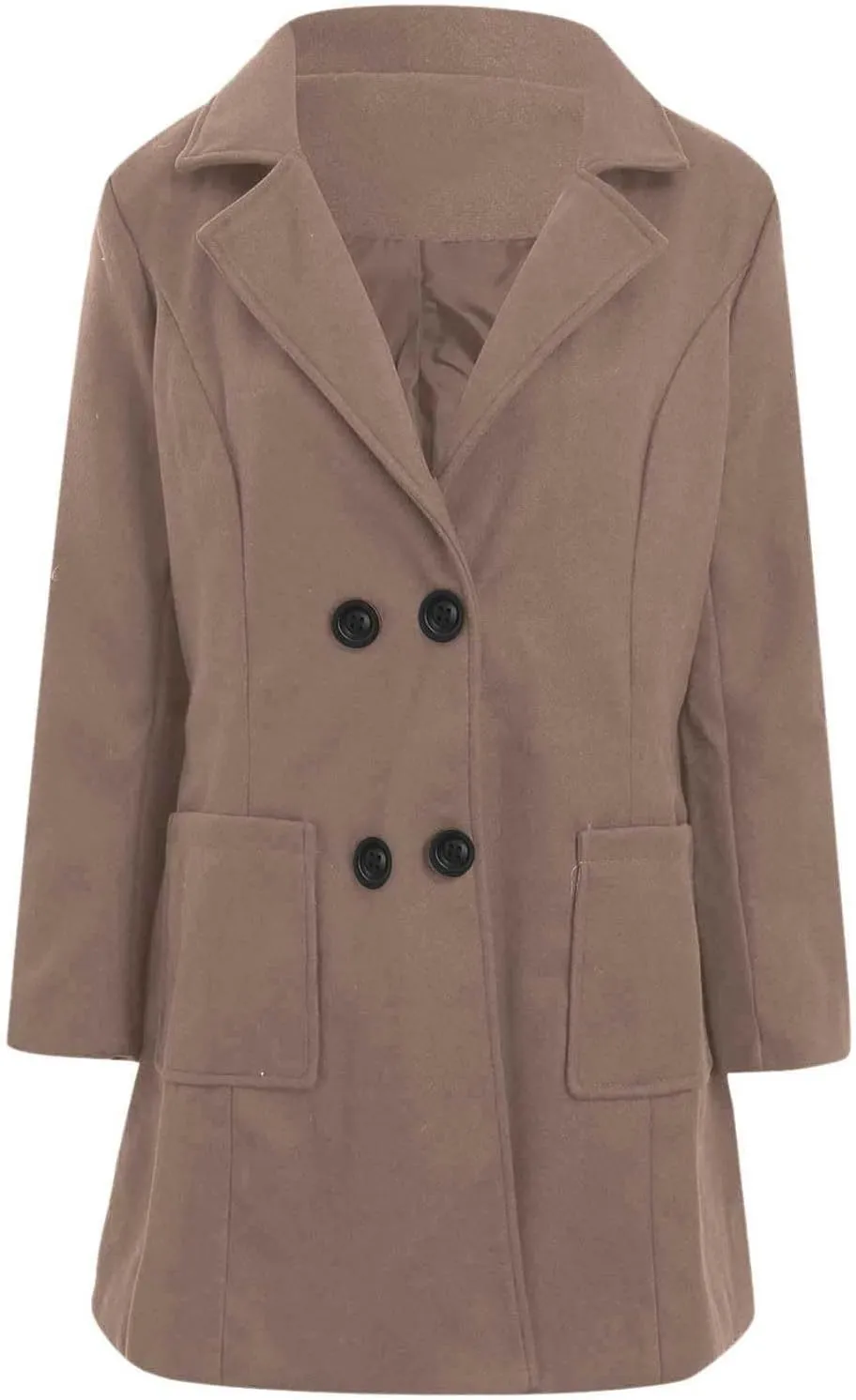 Wool Coats for Women Winter Oversize Lapel Collar Peacoats Double Breasted Long Sleeve Warm Trench Coat With Pockets