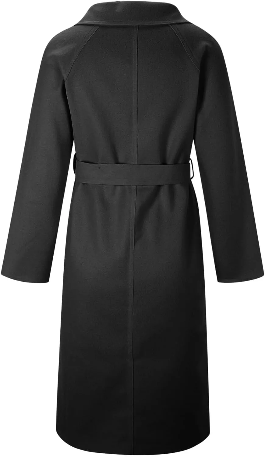 Wool Trench Coat for Women Double-Breasted Casual Work Office Jackets Winter Warm Mid-Long Overcoat With Belt