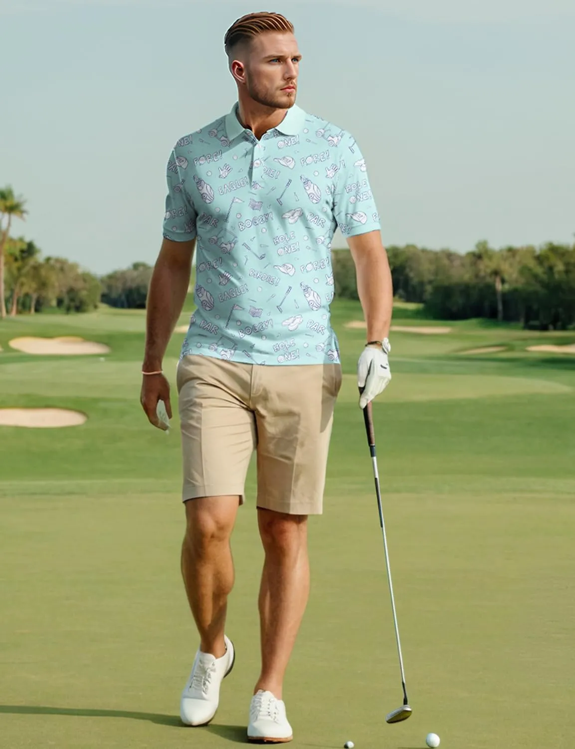 Yoimira Funny Golf Shirts for Mens Polo Shirt Quick Dry Moisture Wicking 4-Way Stretch Fit Short Sleeve for Casual