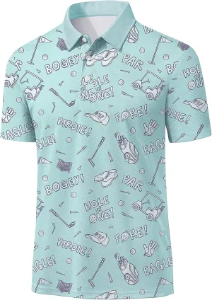 Yoimira Funny Golf Shirts for Mens Polo Shirt Quick Dry Moisture Wicking 4-Way Stretch Fit Short Sleeve for Casual