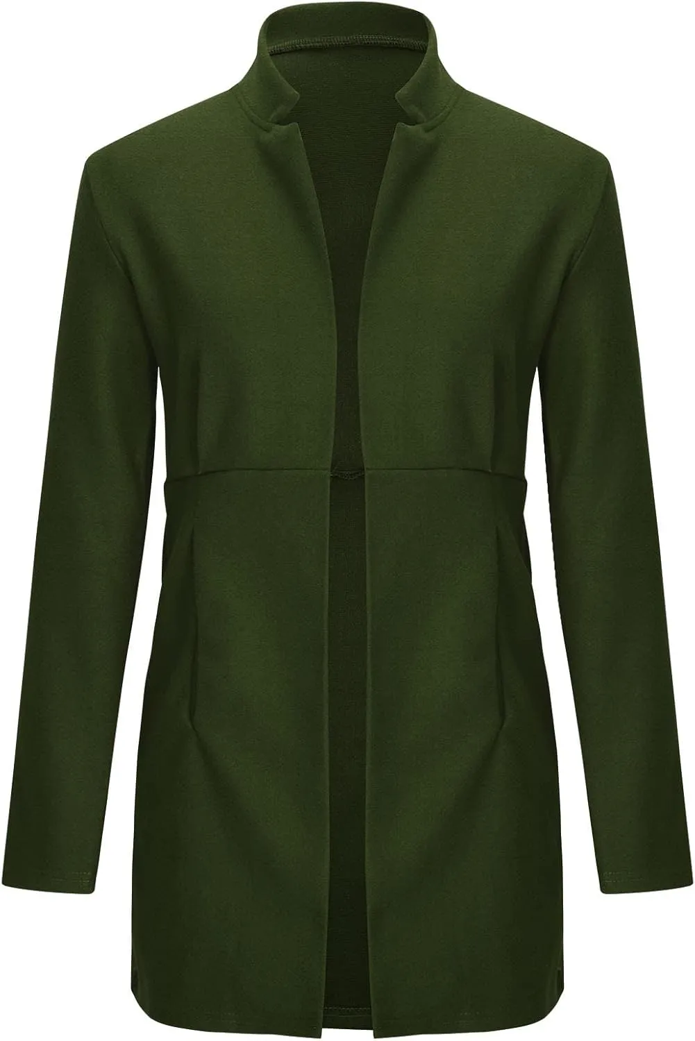 YRAETENM Women Winter Wool Jacket Fall Tailored Open Front Blazer Pea Coat Work Office Woolen Mid Long Cardigan Trench Coat