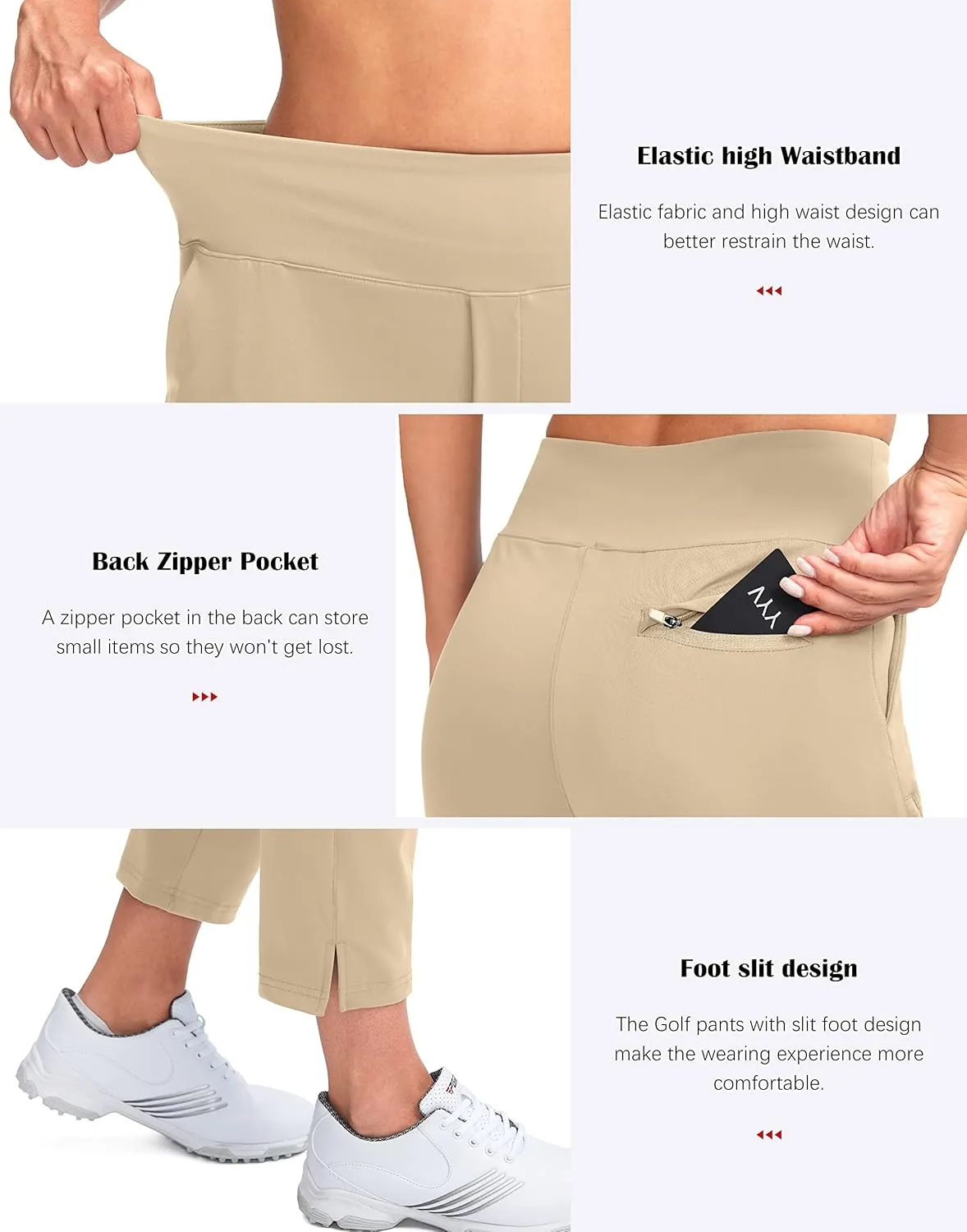 YYV Women's Golf Pants Stretch Work Ankle Pants High Waist Dress Pants with Pockets for Yoga Business Travel Casual