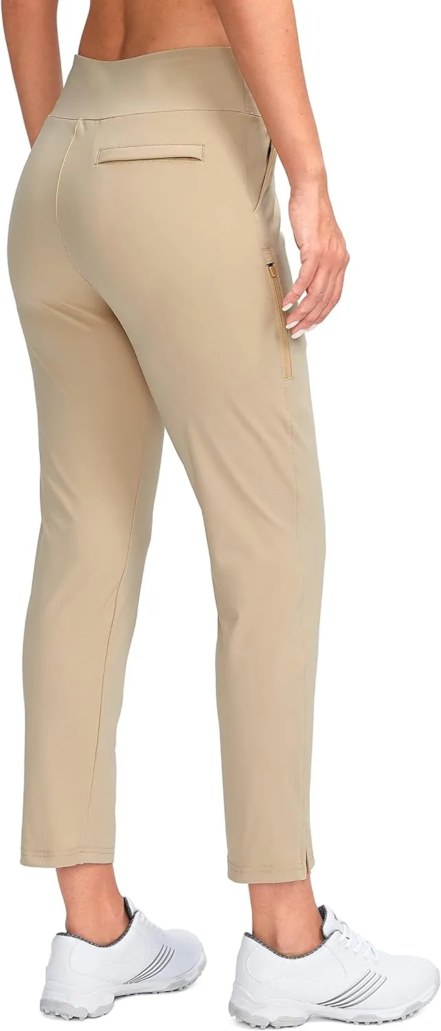 YYV Women's Golf Pants Stretch Work Ankle Pants High Waist Dress Pants with Pockets for Yoga Business Travel Casual