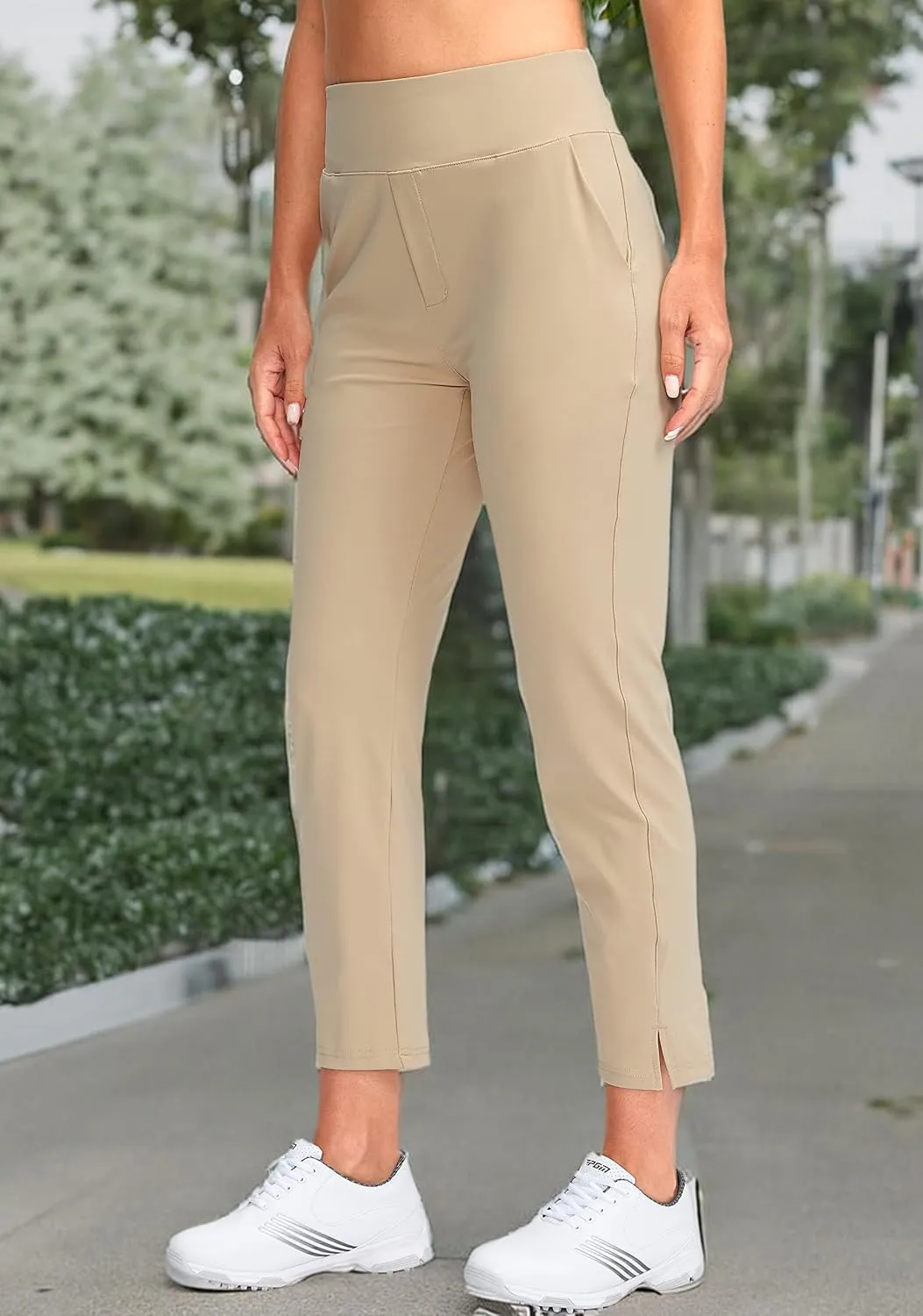 YYV Women's Golf Pants Stretch Work Ankle Pants High Waist Dress Pants with Pockets for Yoga Business Travel Casual