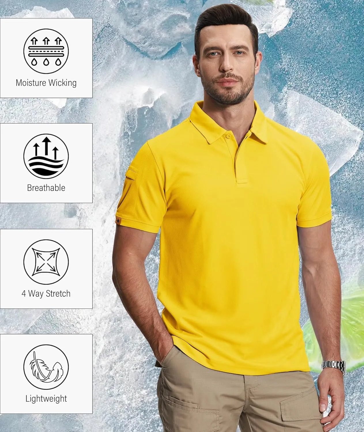 ZITY 5 Pack Mens Polo Shirt Short Sleeve Sports Golf Tennis T-Shirt Moisture-Wicking Summer Shirts