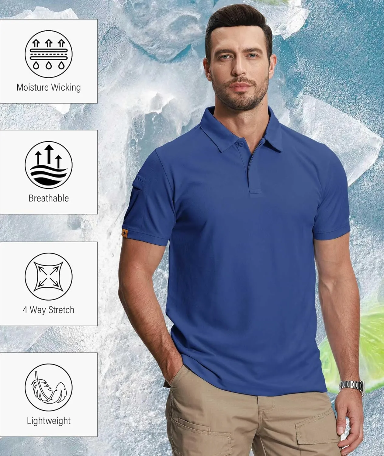 ZITY 5 Pack Mens Polo Shirt Short Sleeve Sports Golf Tennis T-Shirt Moisture-Wicking Summer Shirts