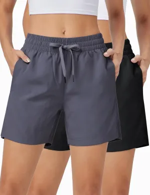 ZUTY 2 Pack 5" Womens Athletic Shorts Basic Running Shorts Lightweight Quick Dry Gym Workout Shorts with Pockets