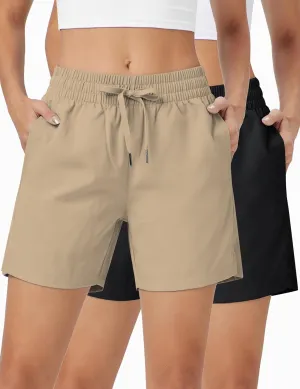 ZUTY 2 Pack 5" Womens Athletic Shorts Basic Running Shorts Lightweight Quick Dry Gym Workout Shorts with Pockets