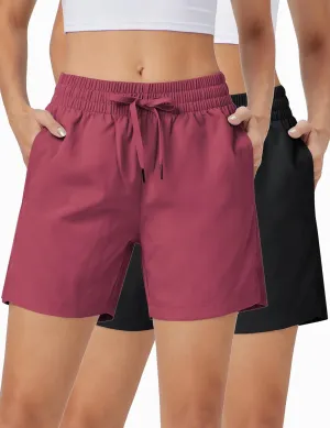 ZUTY 2 Pack 5" Womens Athletic Shorts Basic Running Shorts Lightweight Quick Dry Gym Workout Shorts with Pockets