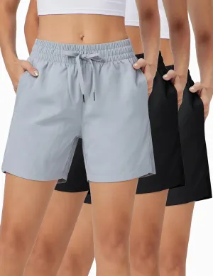 ZUTY 3 Pack 5" Womens Athletic Shorts Basic Running Shorts Lightweight Quick Dry Gym Workout Shorts with Pockets