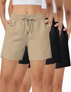 ZUTY 3 Pack 5" Womens Athletic Shorts Basic Running Shorts Lightweight Quick Dry Gym Workout Shorts with Pockets