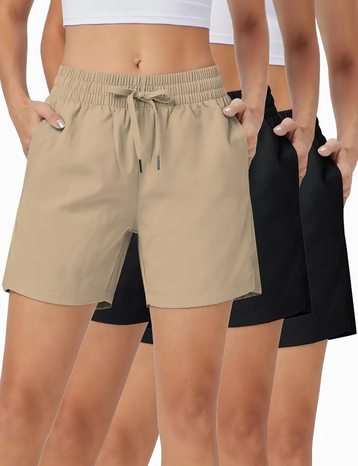 ZUTY 3 Pack 5" Womens Athletic Shorts Basic Running Shorts Lightweight Quick Dry Gym Workout Shorts with Pockets