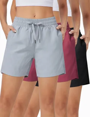 ZUTY 3 Pack 5" Womens Athletic Shorts Basic Running Shorts Lightweight Quick Dry Gym Workout Shorts with Pockets